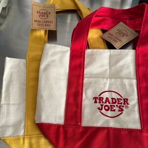 CLOSET CLOSING NWT Trader Joe's Mini Canvas Tote Bags - Red and Yellow